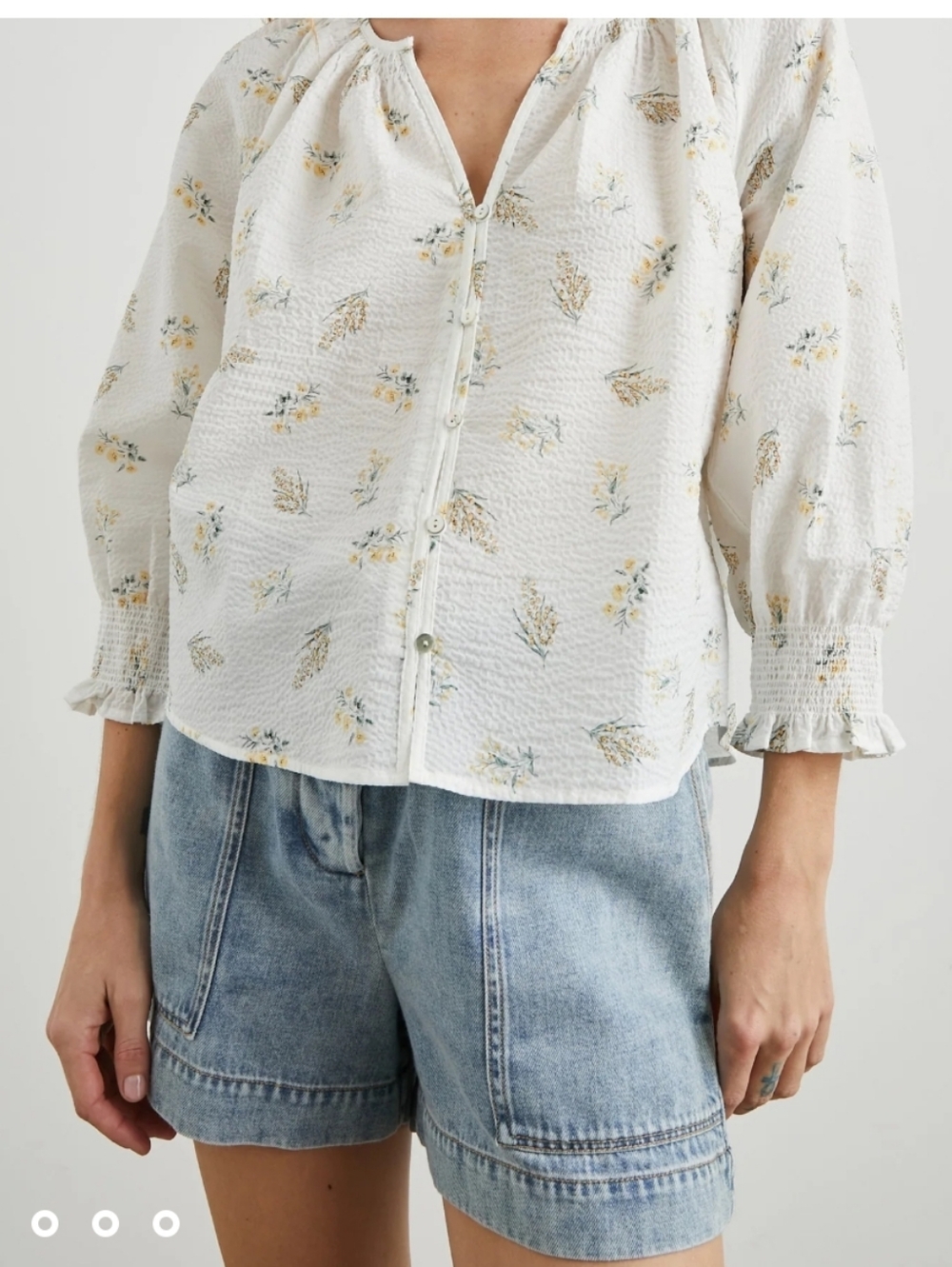 Rails Mariah Top — White Floral Button-Front Blouse - Picture 3 of 11